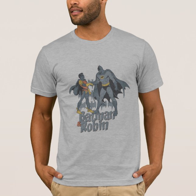 Batman och Robin Distress Graphic Tee Shirt (Framsida)