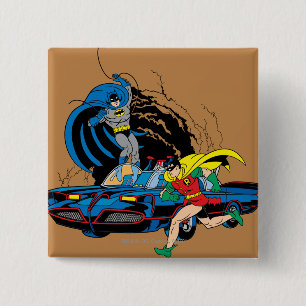 Batman och Robin i Batcave Knapp