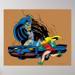 Batman och Robin i Batcave Poster