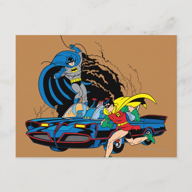 Batman och Robin i Batcave Vykort (Framsida)