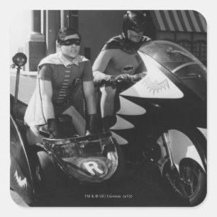 Batman och Robin i Batcle Fyrkantigt Klistermärke