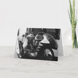 Batman och Robin i Batcycle Kort