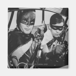 Batman och Robin in Batmobile Magnet