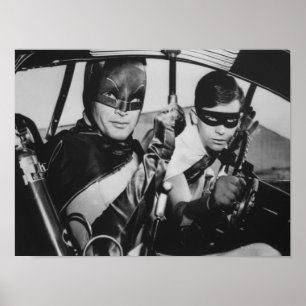 Batman och Robin in Batmobile Poster