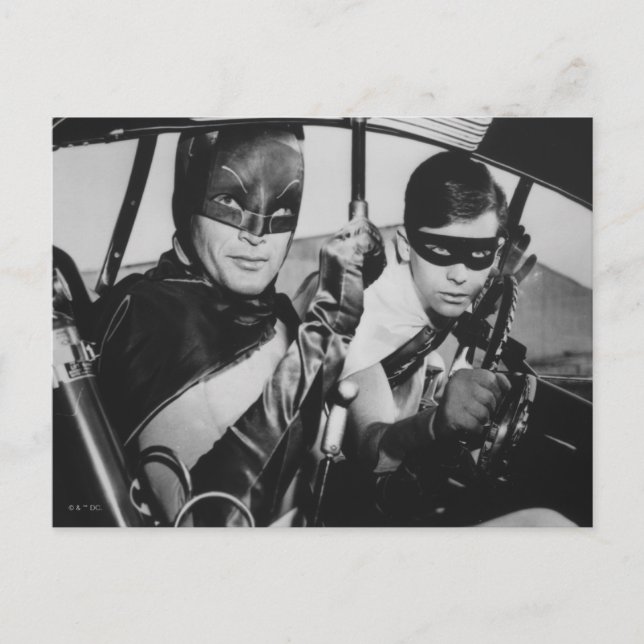 Batman och Robin in Batmobile Vykort (Framsida)