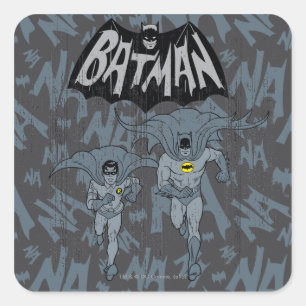 Batman och Robin med Logotyp-grafik Fyrkantigt Klistermärke