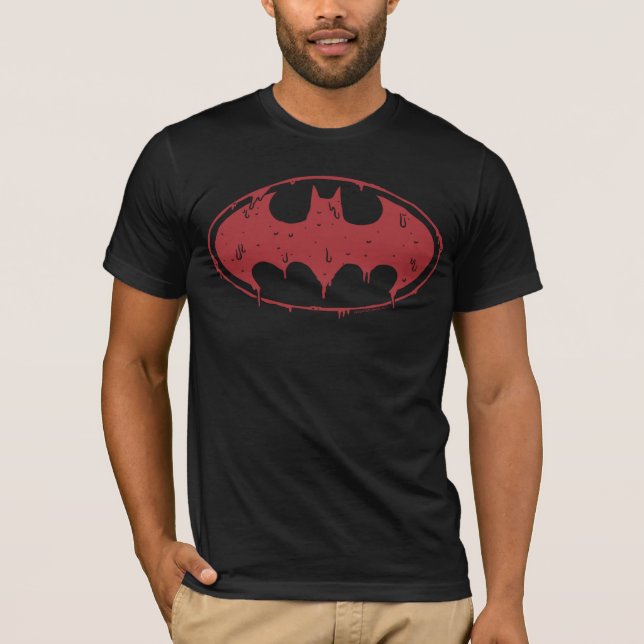 Batman | Osande Red Fladdermus Logotyp Tee Shirt (Framsida)