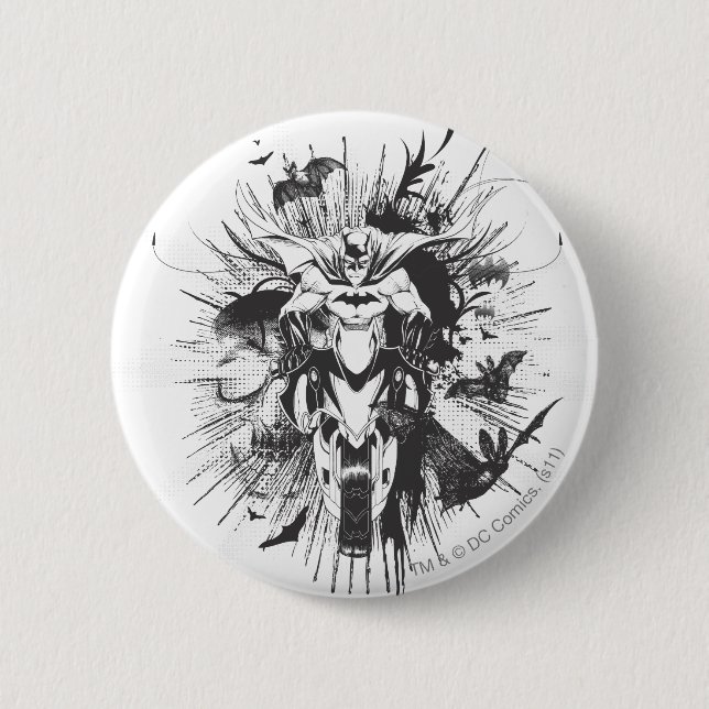 Batman på cykel med fladdermöss knapp (Framsida)