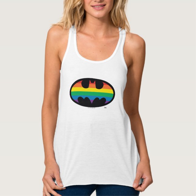 Batman Rainbow Logotyp Linne Med Racerback (Framsida)