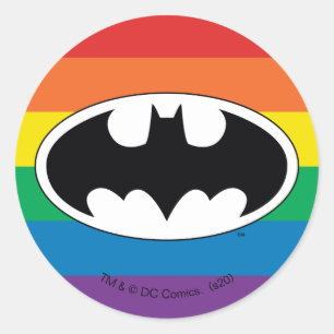 Batman Rainbow Logotyp Runt Klistermärke