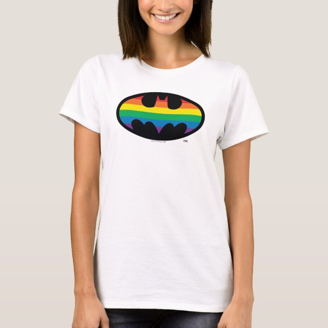 Batman Rainbow Logotyp T Shirt (Framsida)