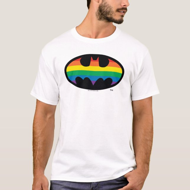 Batman Rainbow Logotyp T Shirt (Framsida)