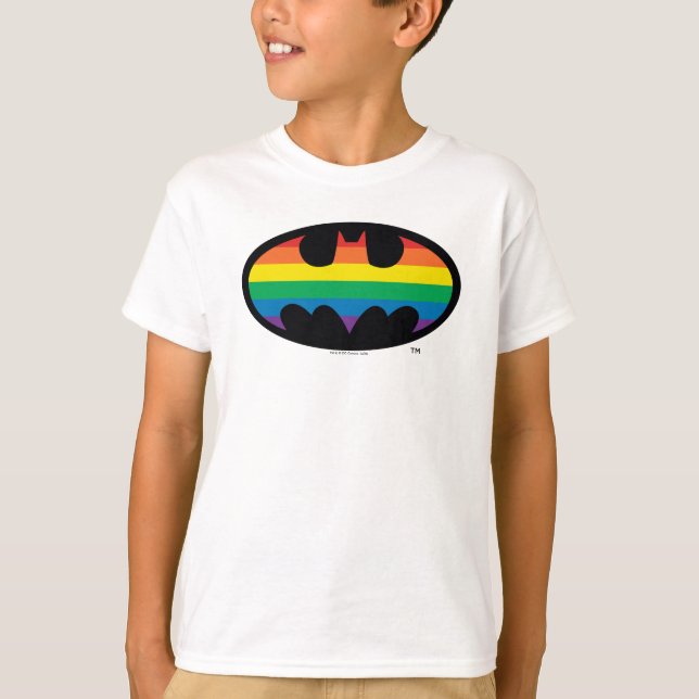 Batman Rainbow Logotyp T Shirt (Framsida)