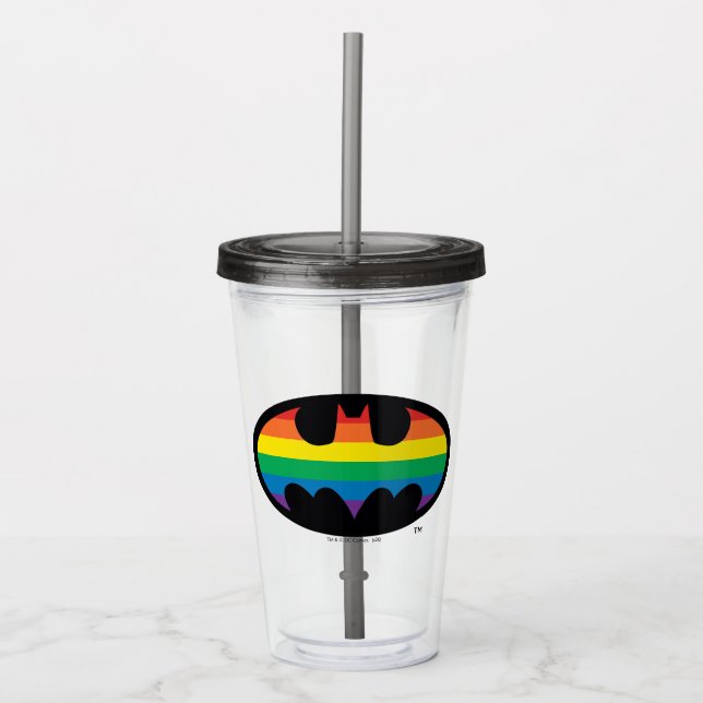 Batman Rainbow Logotyp Take Away Mugg (Framsida)