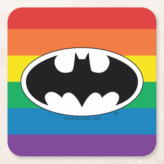 Batman Rainbow Logotyp Underlägg Papper Kvadrat (Framsidan)