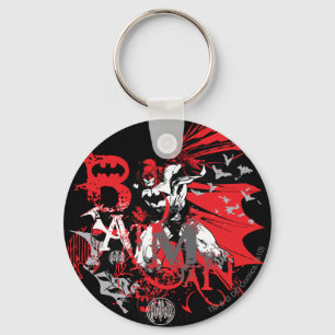 Batman Red and Black Collage Nyckelring