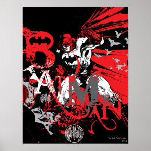 Batman Red and Black Collage Poster