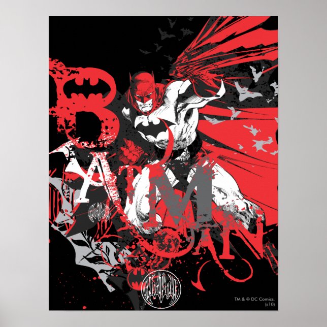 Batman Red and Black Collage Poster (Framsidan)