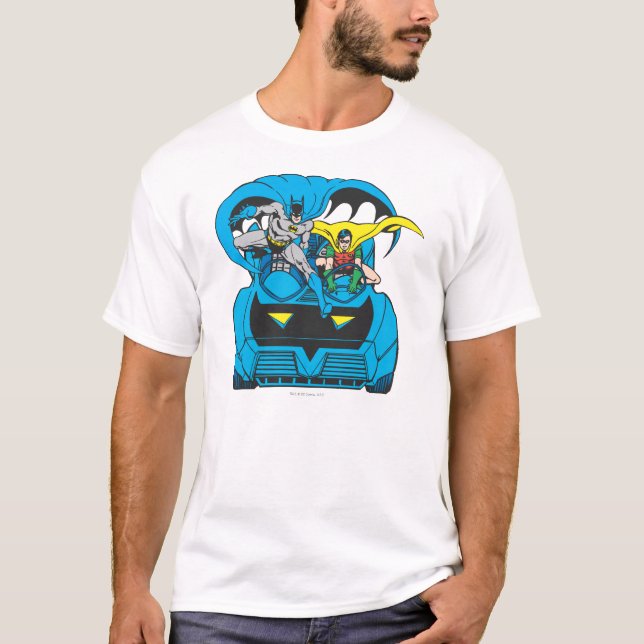 Batman & Robin Ride BatMobile Tee Shirt (Framsida)