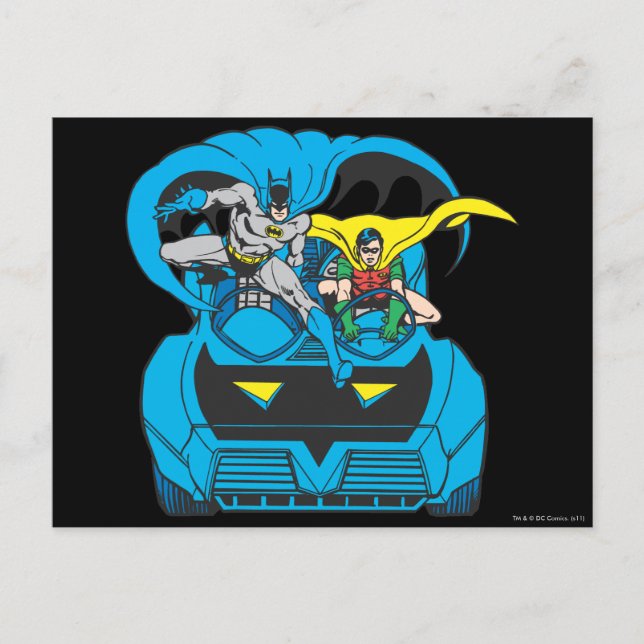 Batman & Robin Ride BatMobile Vykort (Framsida)