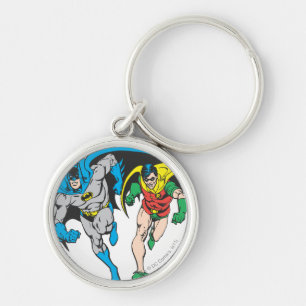 Batman & Robin Rund Silverfärgad Nyckelring