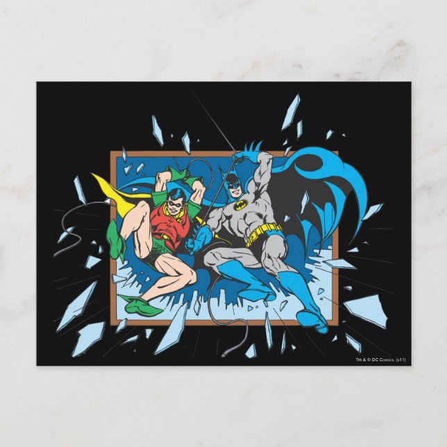Batman & Robin Shatter Window Vykort (Framsida)