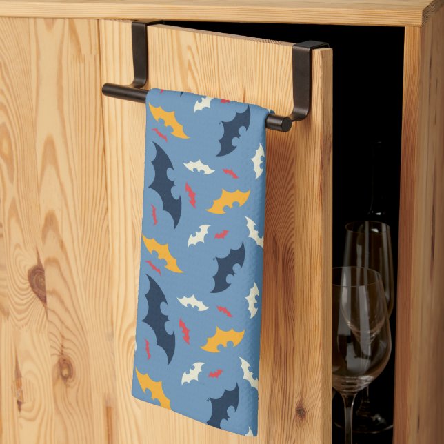 Batman | Röd, blå och Gult Fladdermus Logotyp Möns Kökshandduk (Thirds Fold)