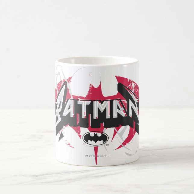 Batman | Röd och svart Logotyp Kaffemugg (Center)