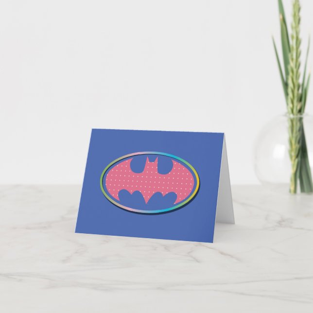 Batman | Rosa Polka Dot Logotyp Anteckningskort (Framsida)