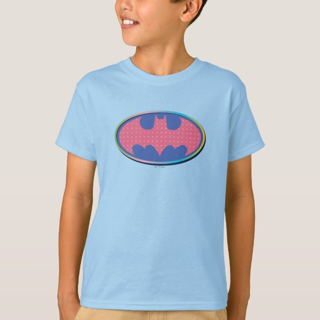 Batman | Rosa Polka Dot Logotyp T Shirt (Framsida)
