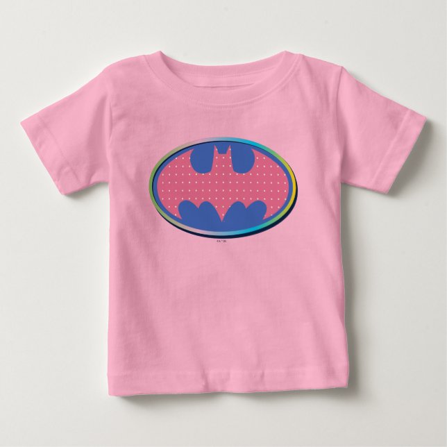 Batman | Rosa Polka Dot Logotyp T Shirt (Framsida)