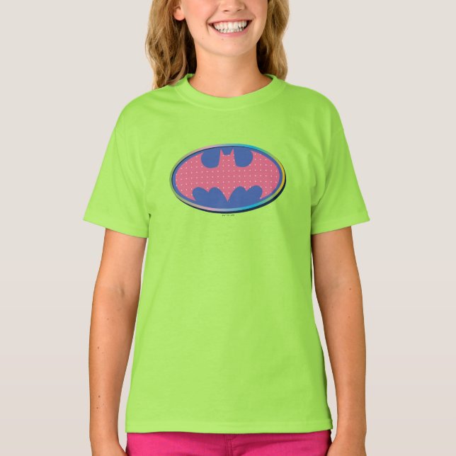 Batman | Rosa Polka Dot Logotyp T Shirt (Framsida)