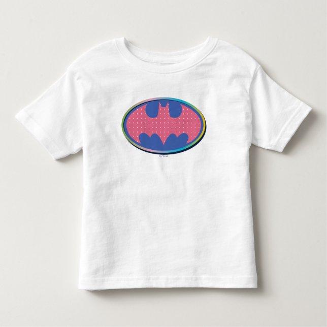 Batman | Rosa Polka Dot Logotyp T Shirt (Framsida)