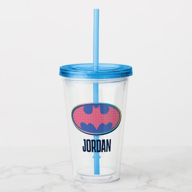 Batman | Rosa Polka Dot Logotyp Take Away Mugg (Framsida)