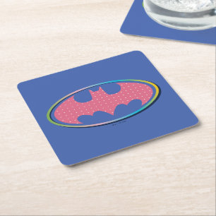 Batman Rosa Polka Dot Logotyp Underlägg Papper Kvadrat