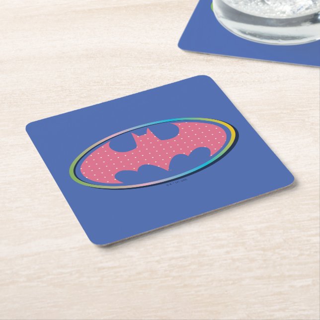 Batman | Rosa Polka Dot Logotyp Underlägg Papper Kvadrat (Vinklad)
