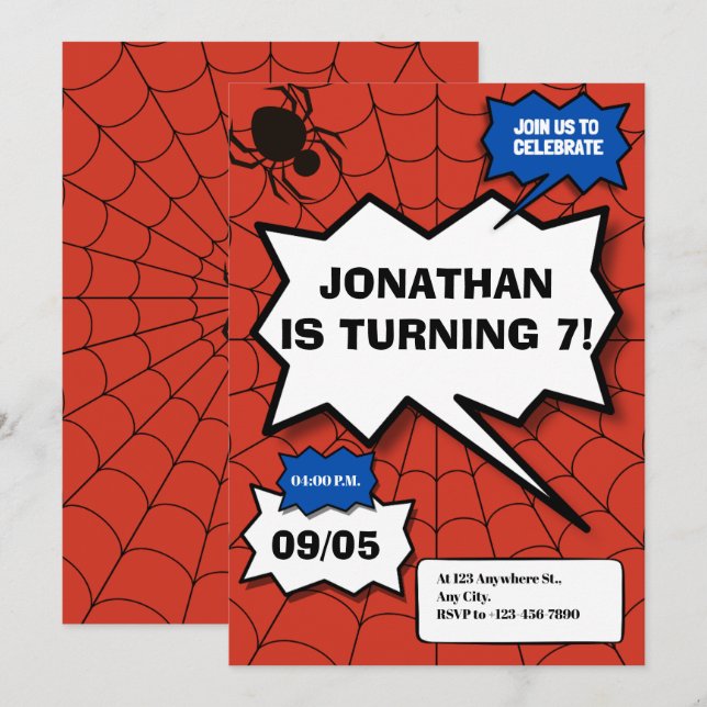 Batman-seriestil pojkars födelsedag inbjudningar (Fram/baksida)