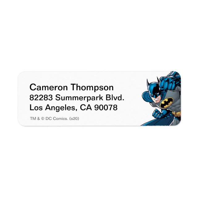 Batman Slår Returadress Etikett (Framsidan)