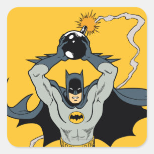 Batman springer med bomb fyrkantigt klistermärke