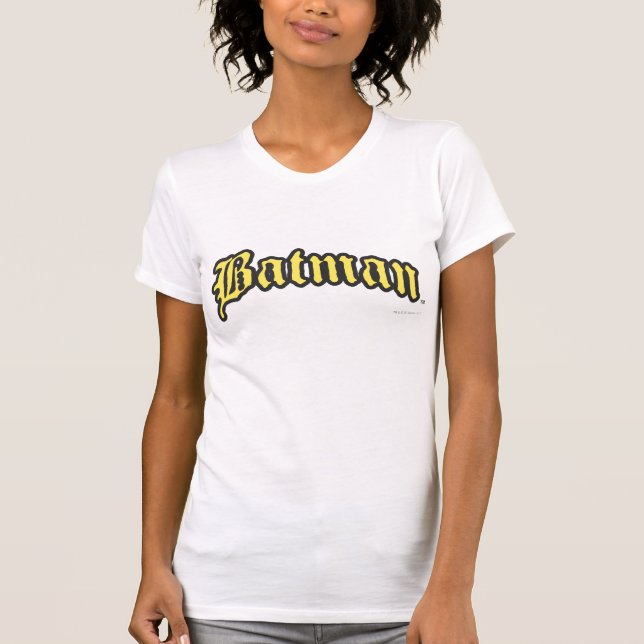 Batman | Svart konturkontur för Gult logotyp Tee (Framsida)