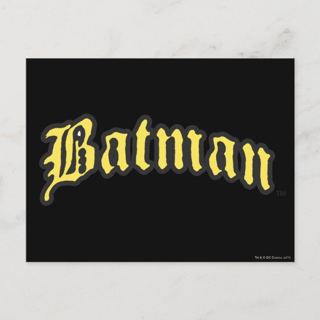 Batman | Svart konturkontur för Gult logotyp Vykort (Framsida)