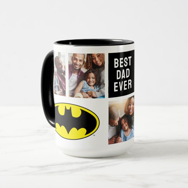 Batman Symbol | Bästa Pappa-fotokollage Mugg (Framsida vänster)