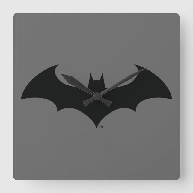 Batman Symbol | Enkel Fladdermus Silhouette-Logoty Fyrkantig Klocka (Framsida)