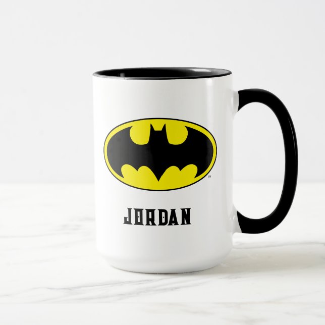 Batman Symbol | Fladdermus Oval Logotyp | Lägg til Mugg (Höger)