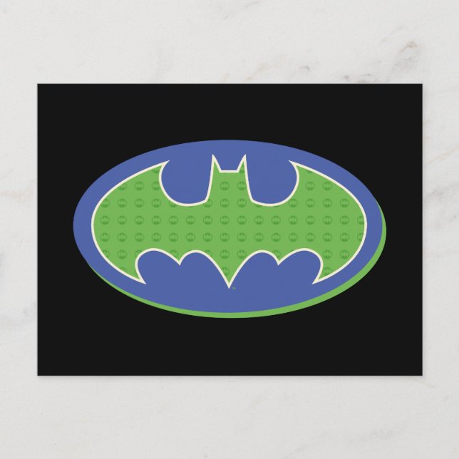 Batman | Symbol för Lila och Grönt Vykort (Framsida)
