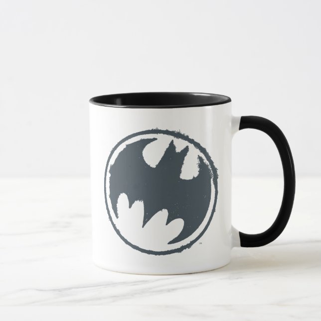 Batman Symbol | Grått Grunge Logotyp Mugg (Höger)
