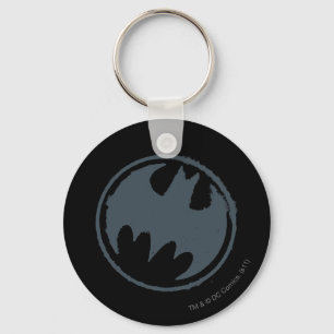 Batman Symbol Grått Grunge-Logotyp Nyckelring