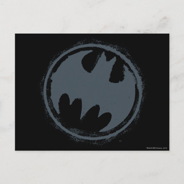 Batman Symbol | Grått Grunge-Logotyp Vykort (Framsida)