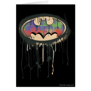 Batman Symbol Grönt Lila Red Logotyp Hälsningskort