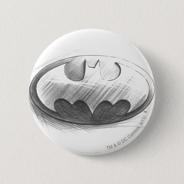 Batman Symbol | Insignia Teckning Logotyp Knapp (Framsida)